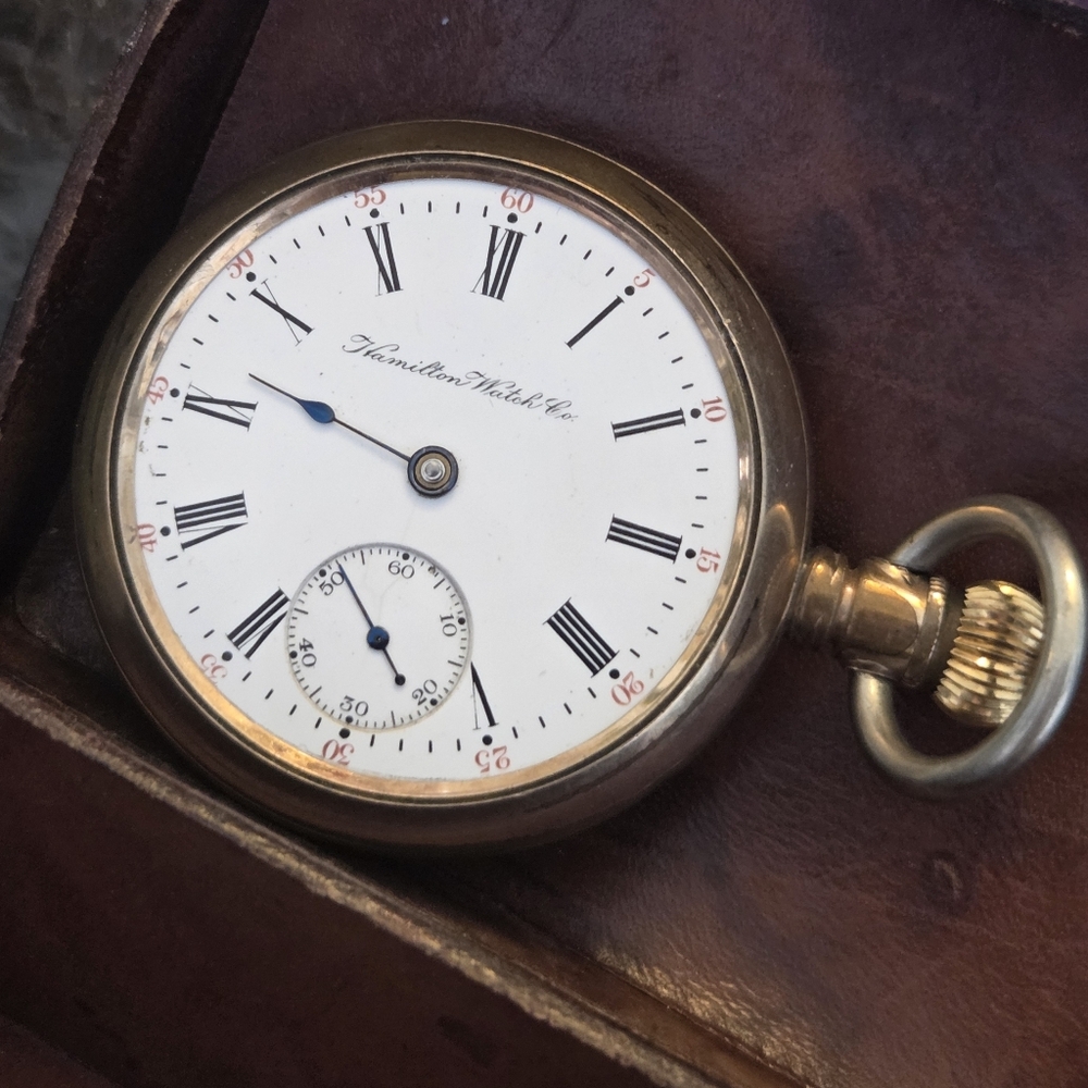 Antique Hamilton Pocket Watch- Still Working But Missing The Crystal And Minute